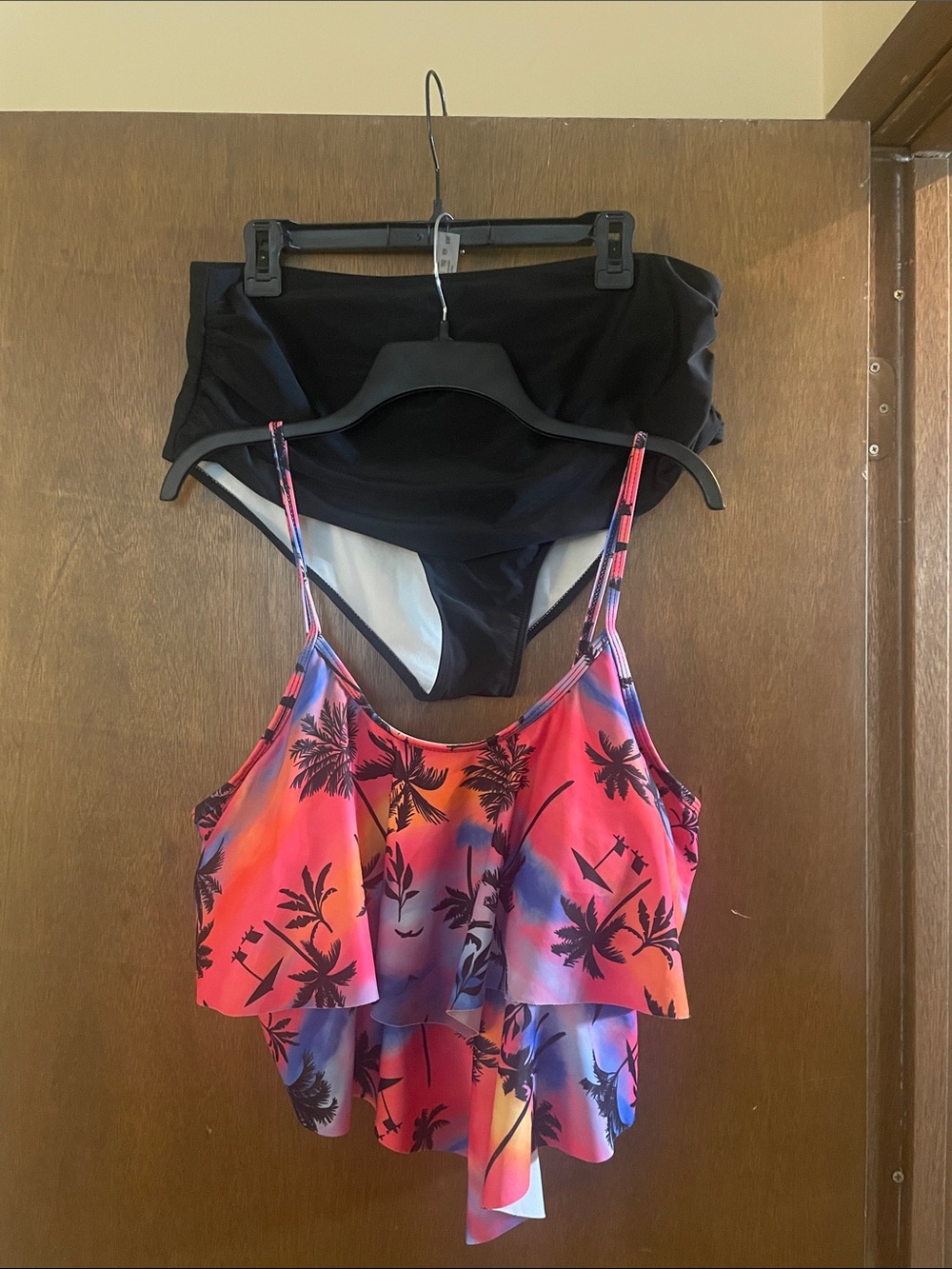 Tropical Layered Tank Bikini Set in Sunset Pink